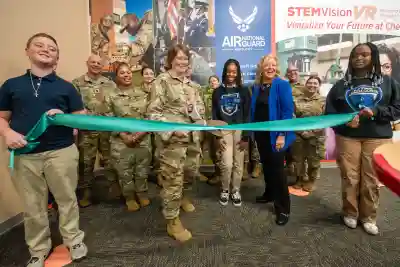 Members of the Kentucky Air National Guard in front of display